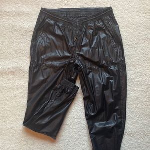 Zara black faux leather joggers